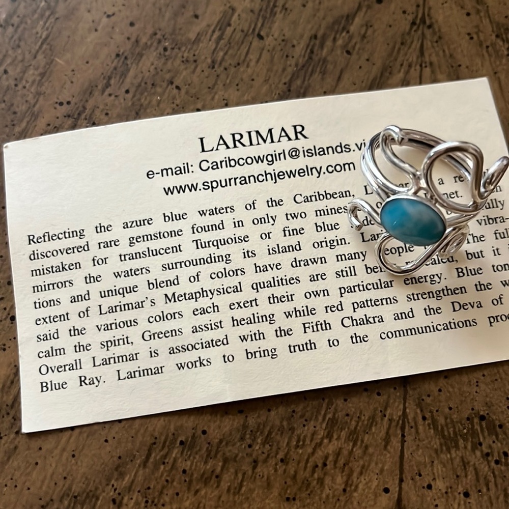 Sterling silver ring with Larimar gemstone